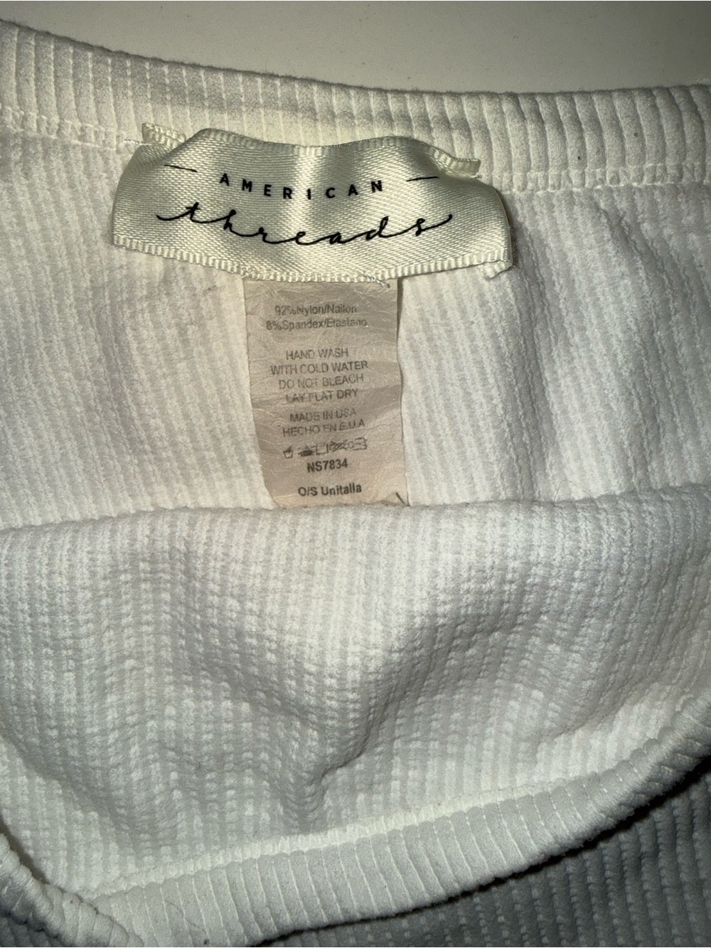 American Threads White Ribbed One-Shoulder Tank - Picture 2 of 3